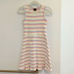 Art Class Ribbed Skater Dress with Striped Print - Size M (7/8)